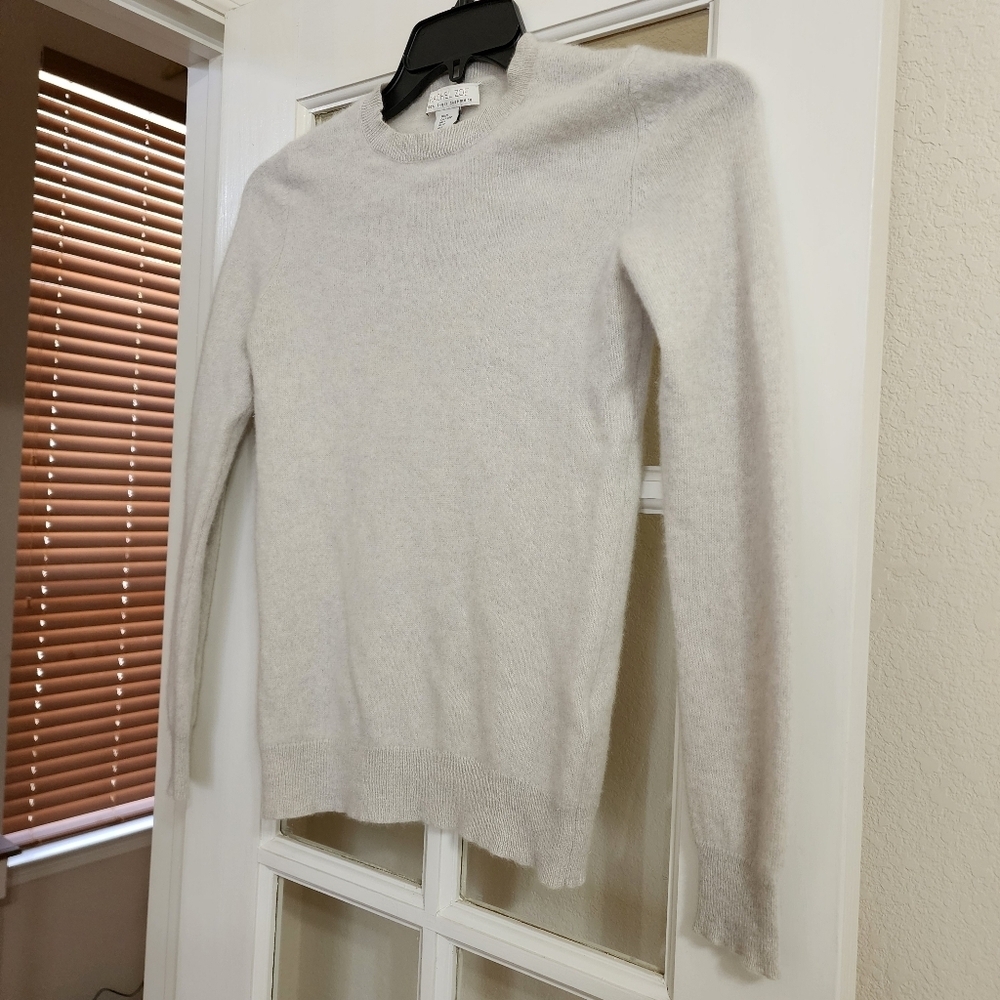 Rachel Zoe Women's 100% Cashmere Crew Neck Sweater Gray Size PS - Picture 2 of 11